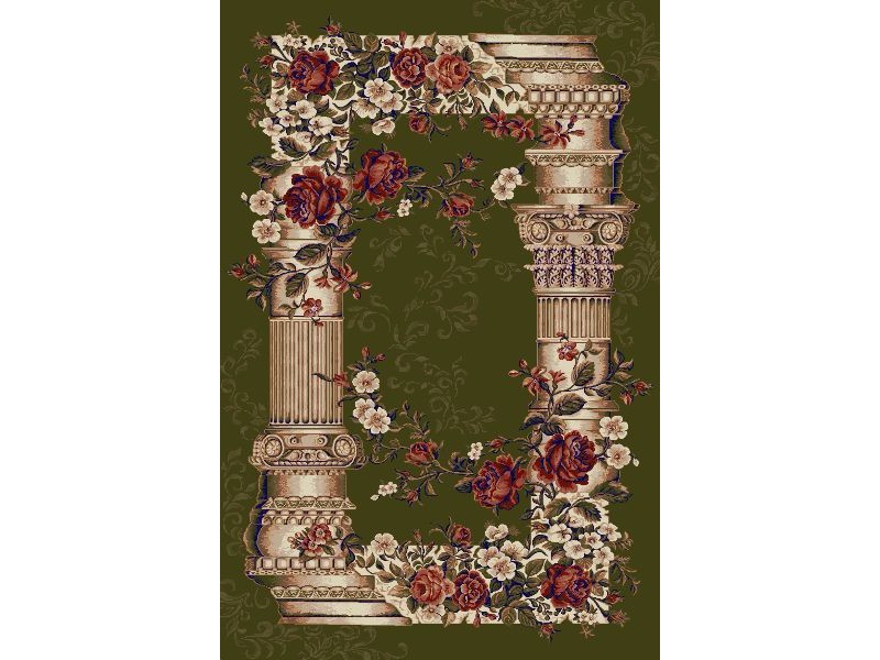 Covor Dreptunghiular - Lotus Floral - Culoare Verde - 532/310